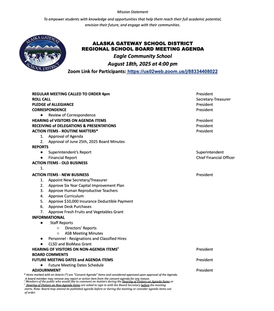 8/18/25  agenda