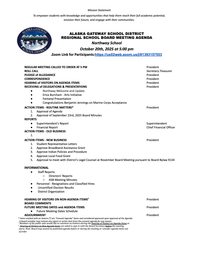 Updated Agenda