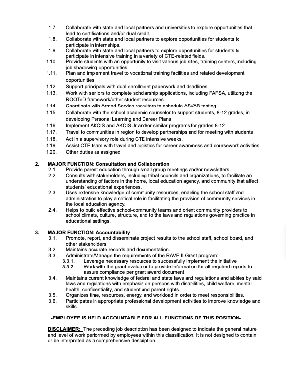 Job Vacancy - Career Guide - Please submit your applications to cnelson@agsd.us