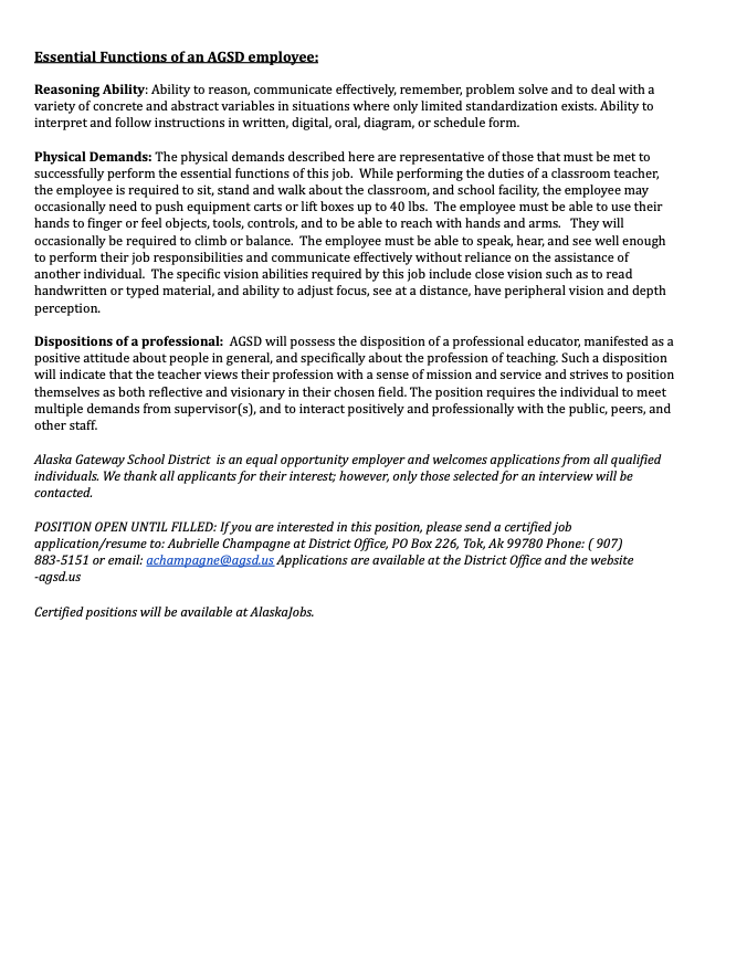 Job Vacancy - Tok Principal