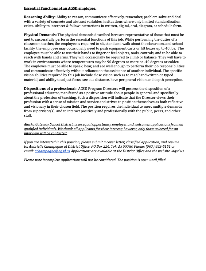 Job Vacancy - Technology Director 