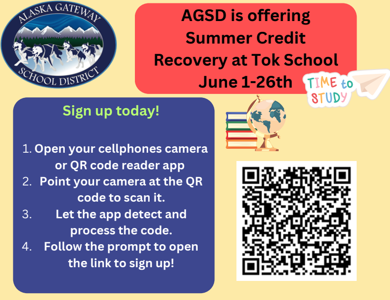 Summer Credit Recovery at Tok School June 1-26th