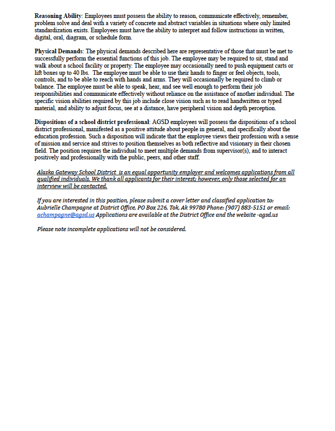 Job Vacancy - Technology Aide