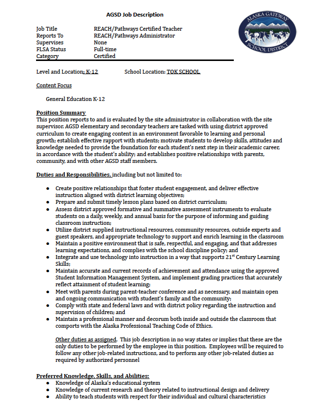 REACH/Pathways Certified Teacher
