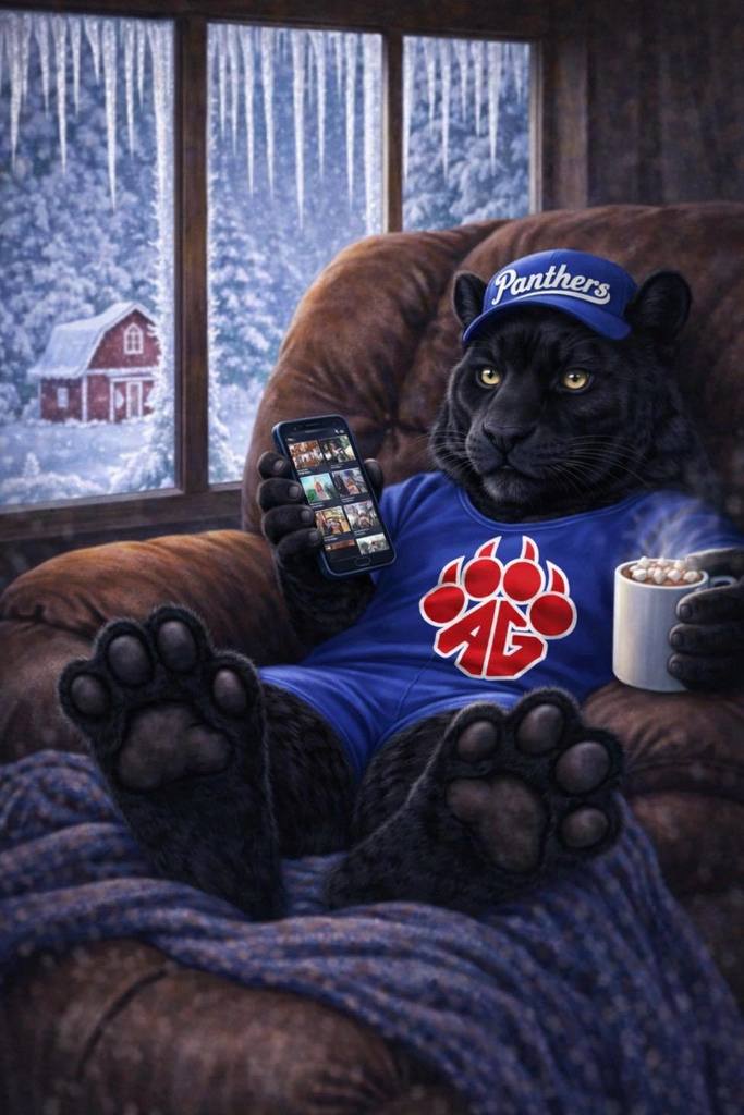 Panther drinking cocoa