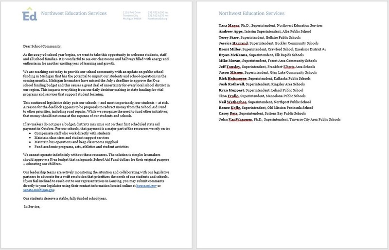 School Funding Letter