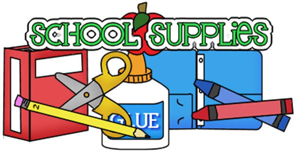 image with a variety of school supplies