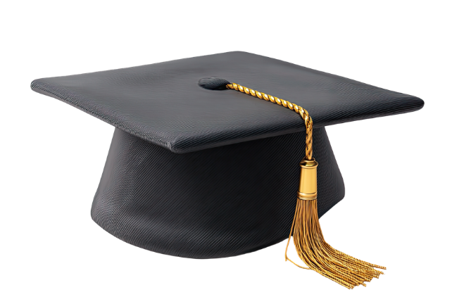Black graduation cap with white background
