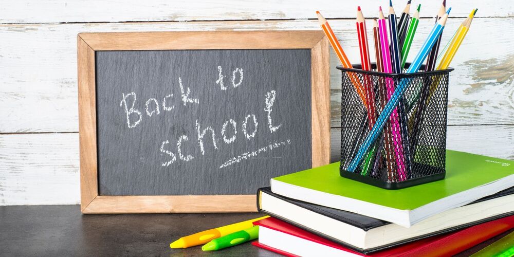 Back to shool supplies on a table