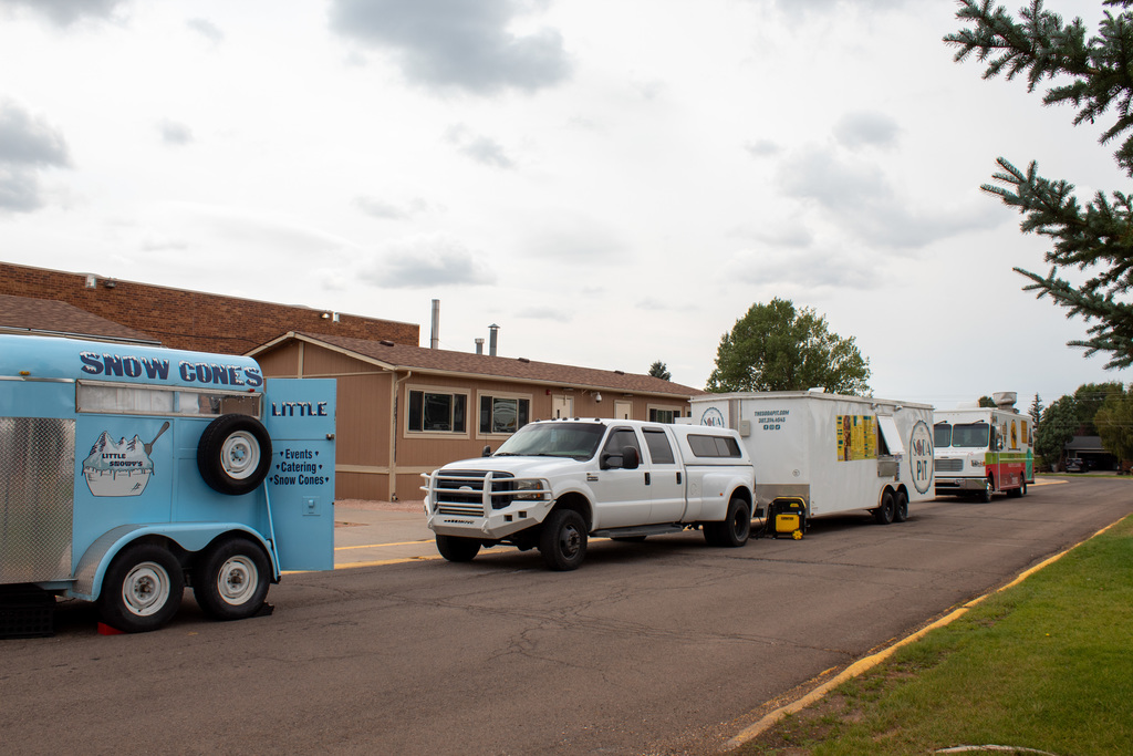 Food trucks outside of middle school