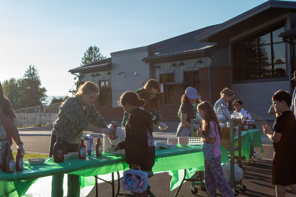 Students being served ice cream