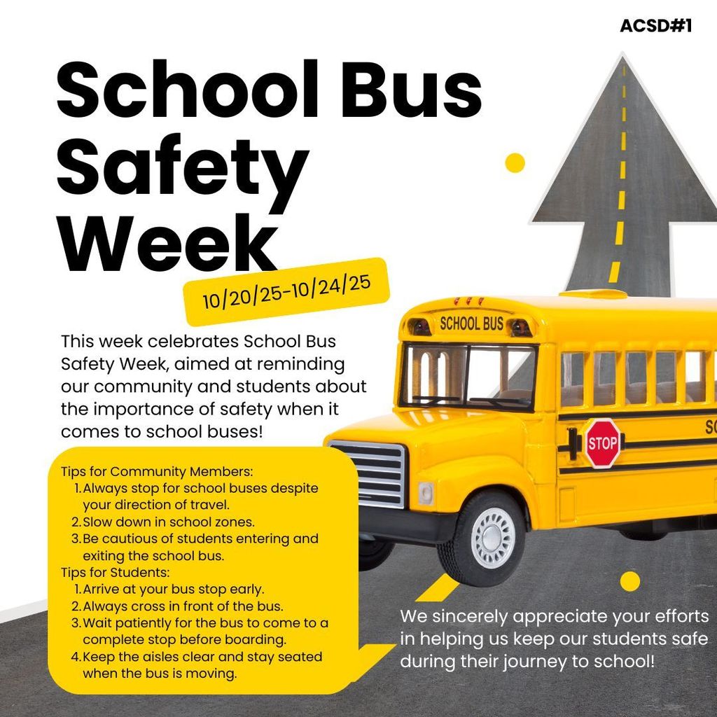 School Bus Safety Week October 20 through the 24th, tips and tricks infographic