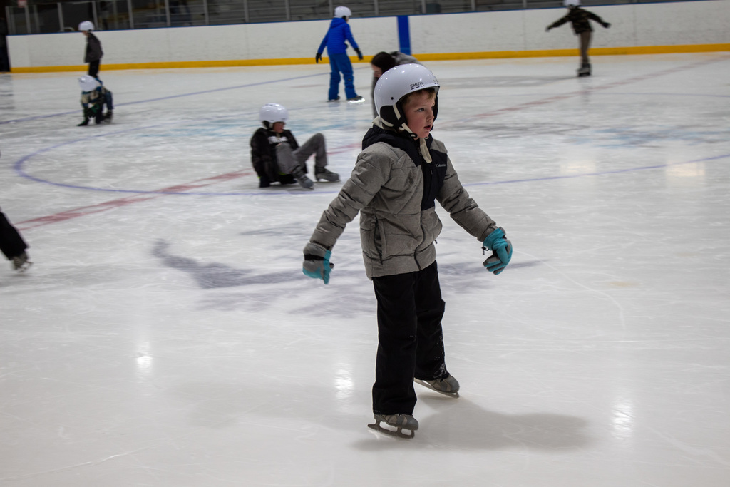Student skating on the ice