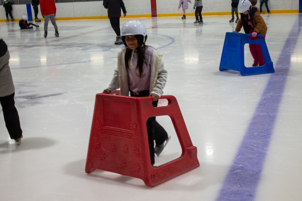 Student skating on the ice