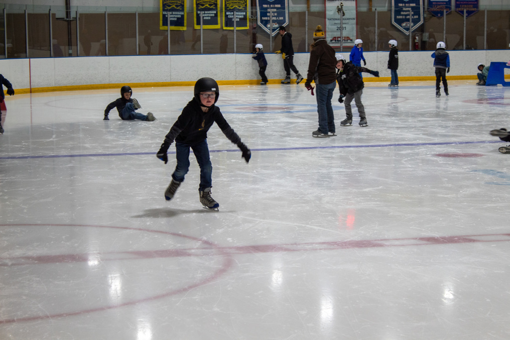 Student skating on the ice