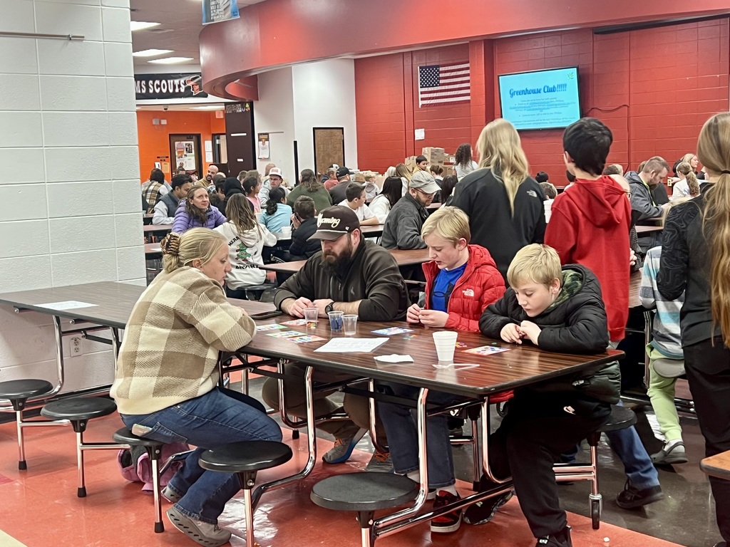 Students and families playing Bingo