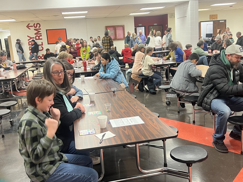 Students and families playing Bingo