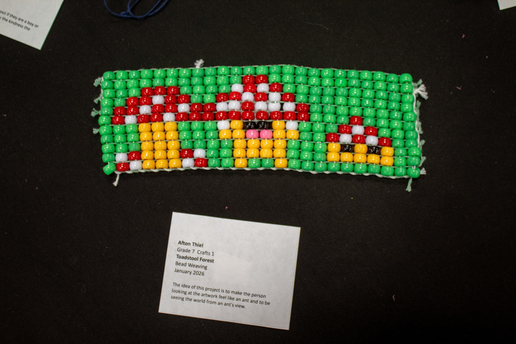 bead work with mushroom artwork