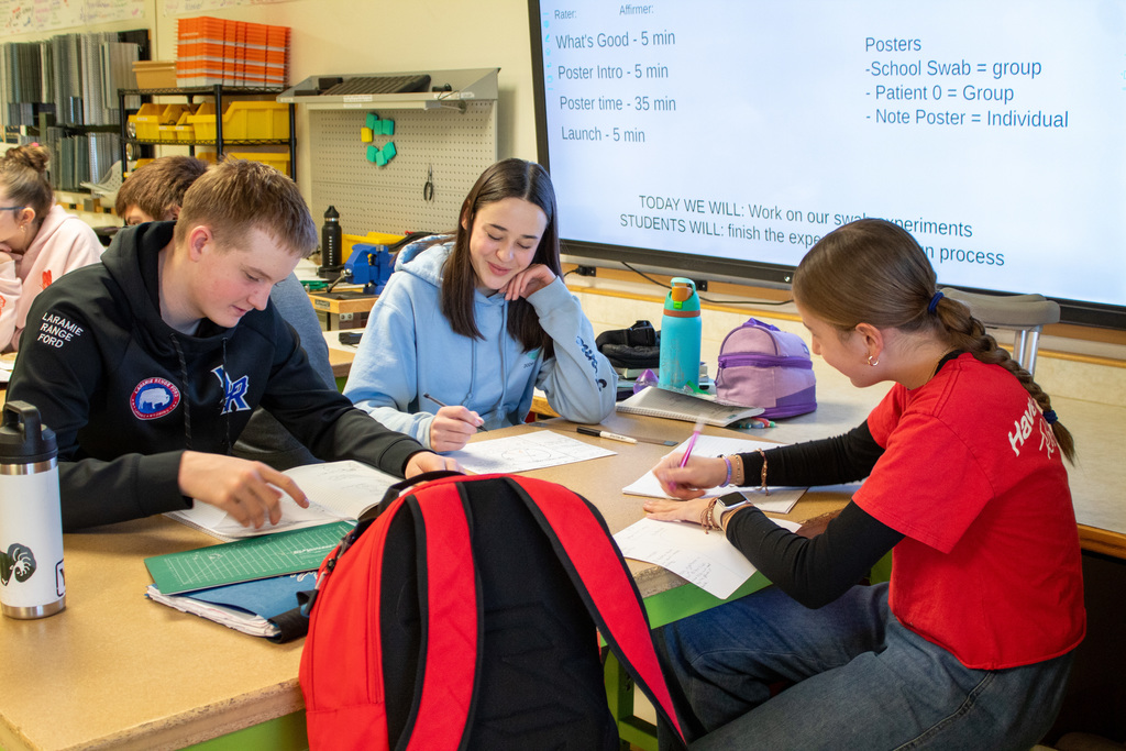 Students working collaboratively on a project