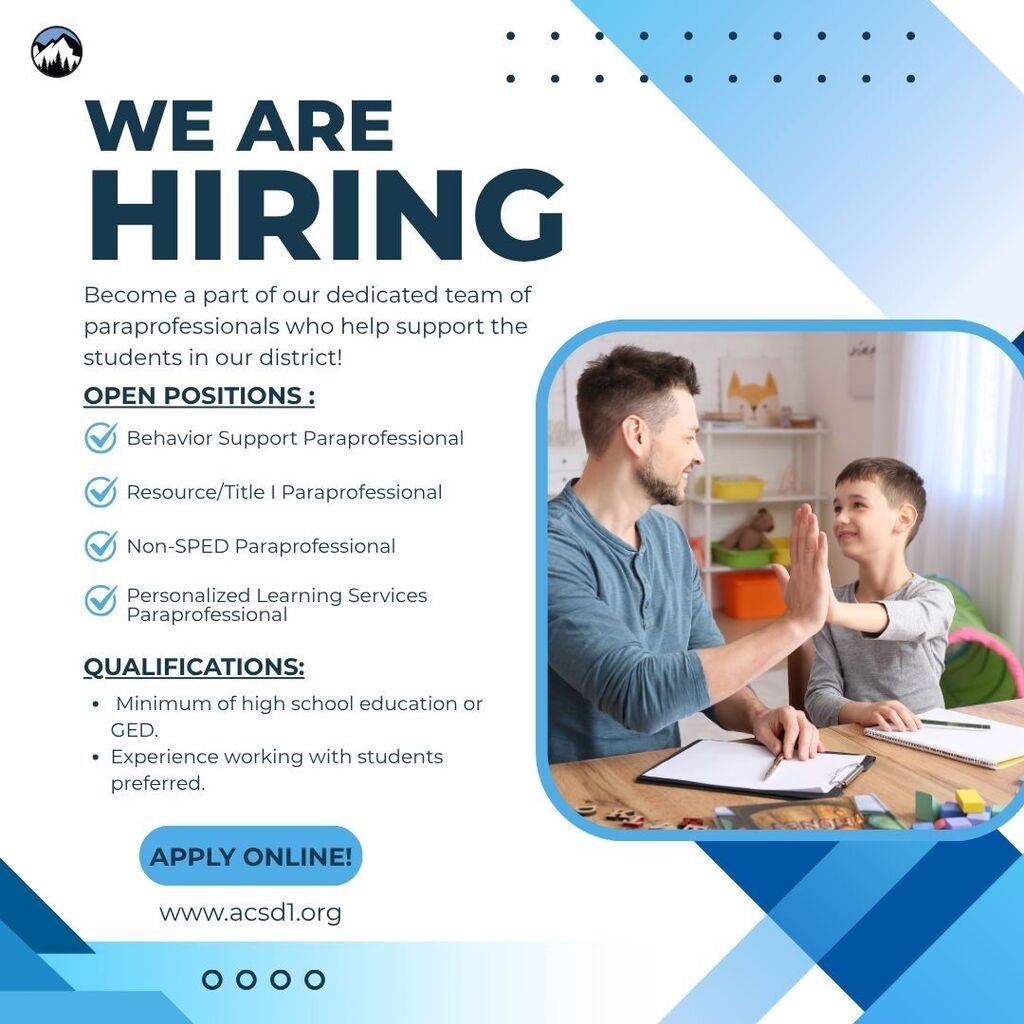 Albany County School District #1 is seeking paraprofessionals to support our students, apply online today!