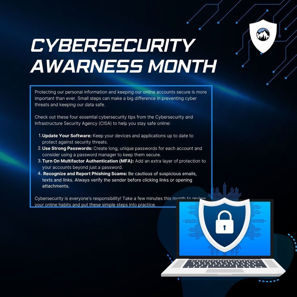 Cybersecurity awarness infographic containing tips and tricks for online safety