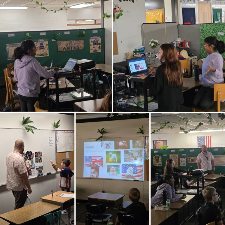 students presenting in class