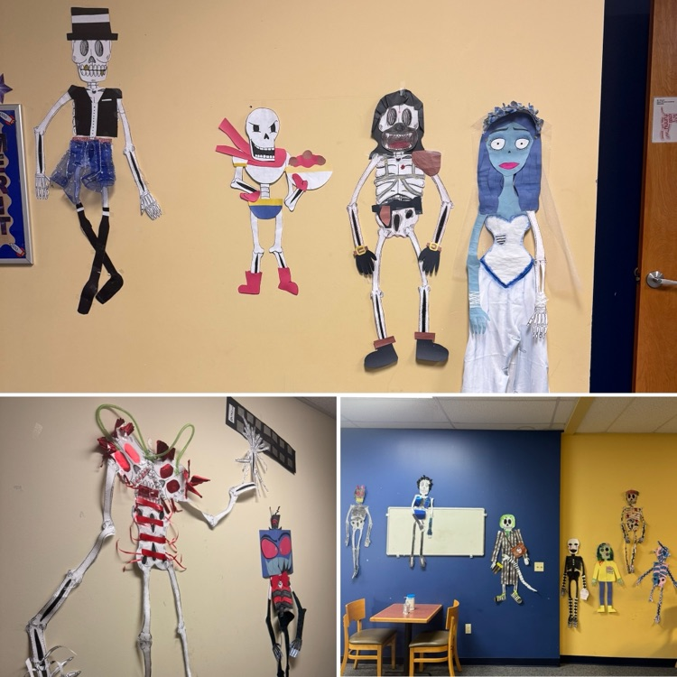students skeleton art