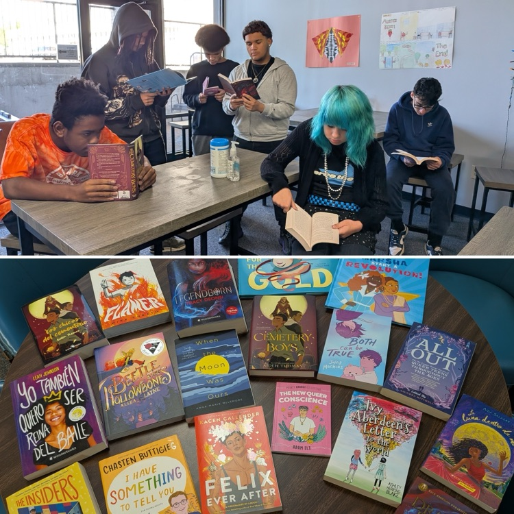 students with donated books