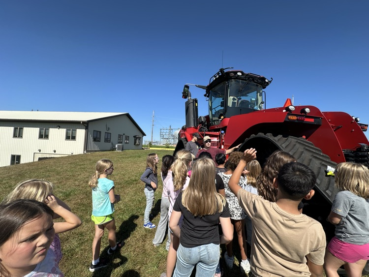students learning about tractors 