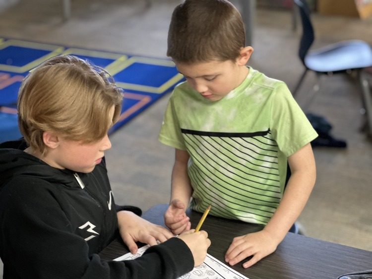 Kindergarteners and 5th grade buddies.