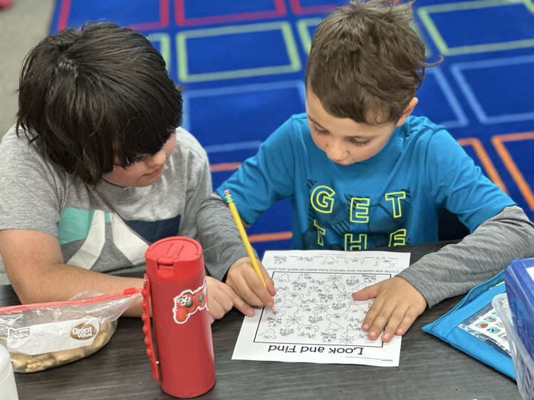 Kindergarteners and 5th grade buddies.