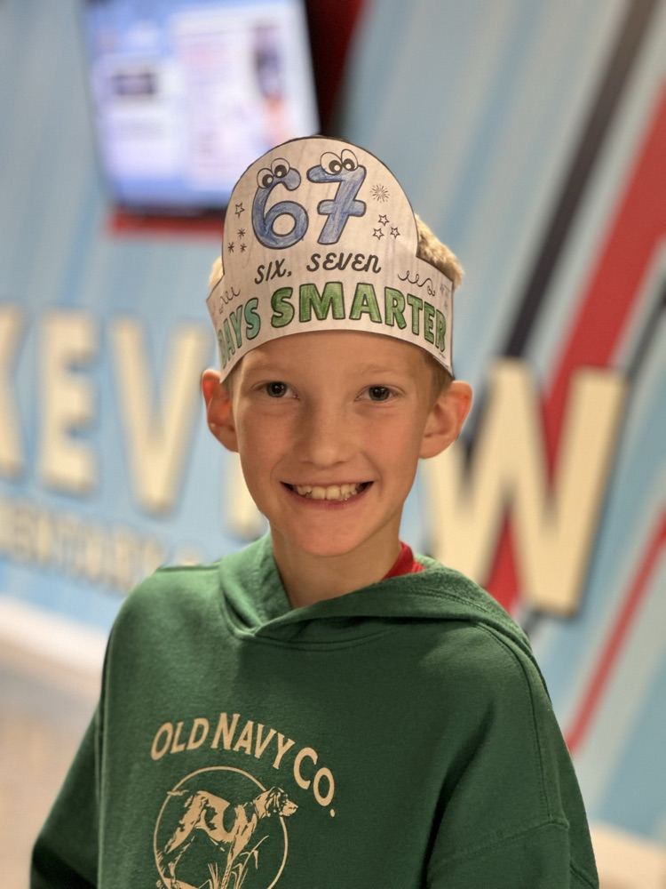 Students and staff celebrating the 67th day of school.