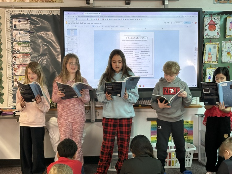 Students reading a speech