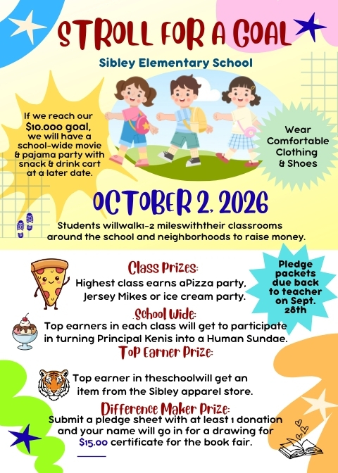 Stroll For A Goal details - Volunteer and Pledge forms due on September 28! 
