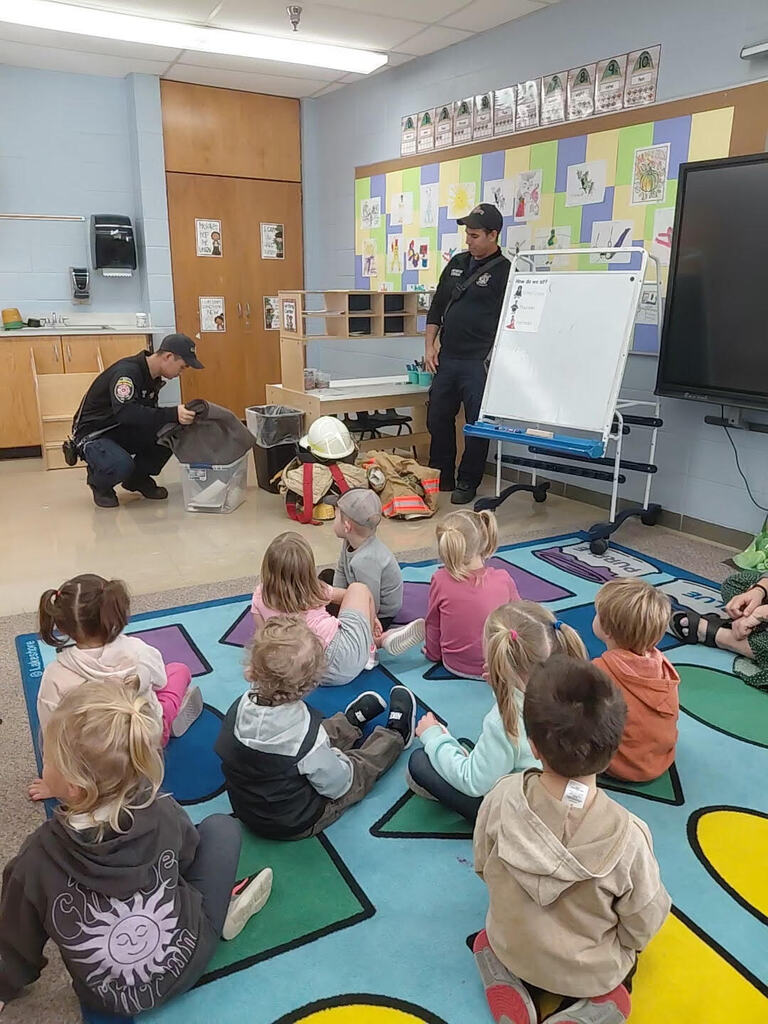 Students learning about fire prevention and safety