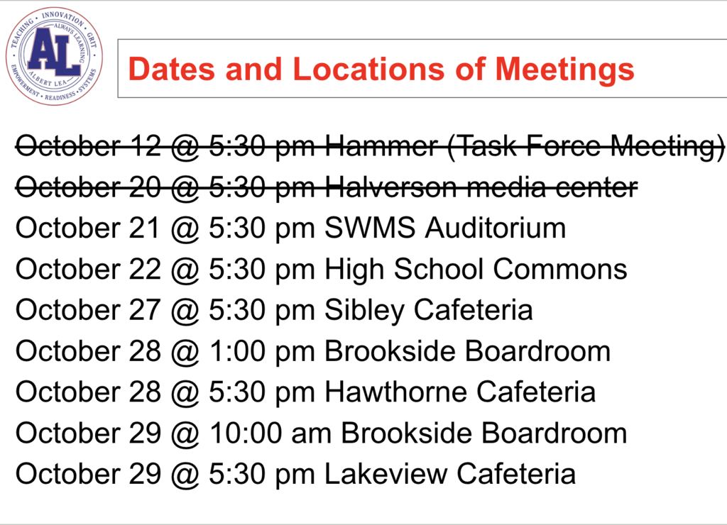 Community Meeting Schedule
