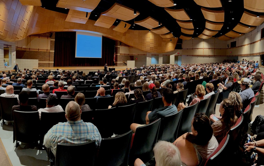 Welcome back address in auditorium