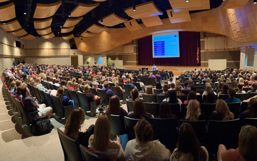 Welcome back address in auditorium