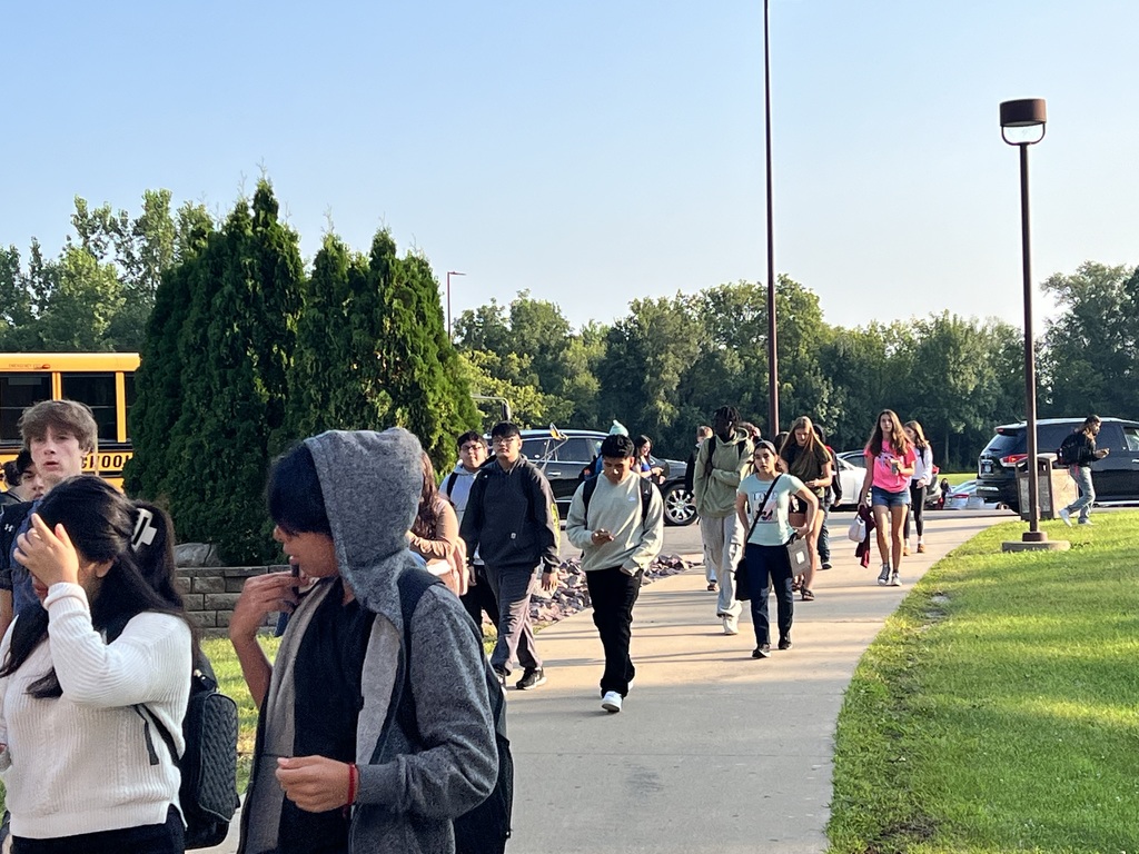 Students walking to school