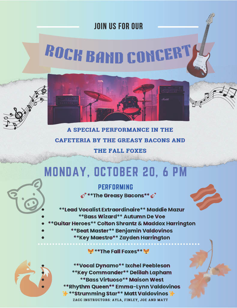 rock band concert, Monday, October 20th