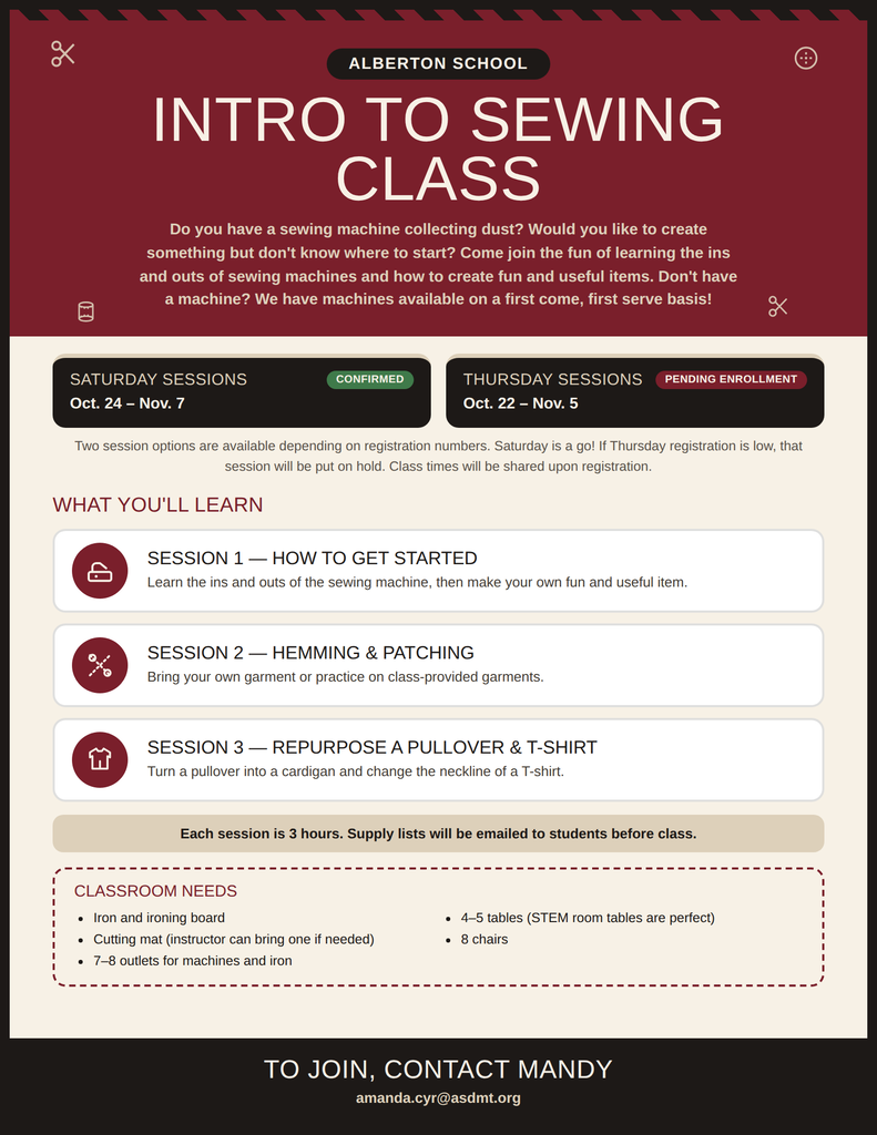 intro to sewing class