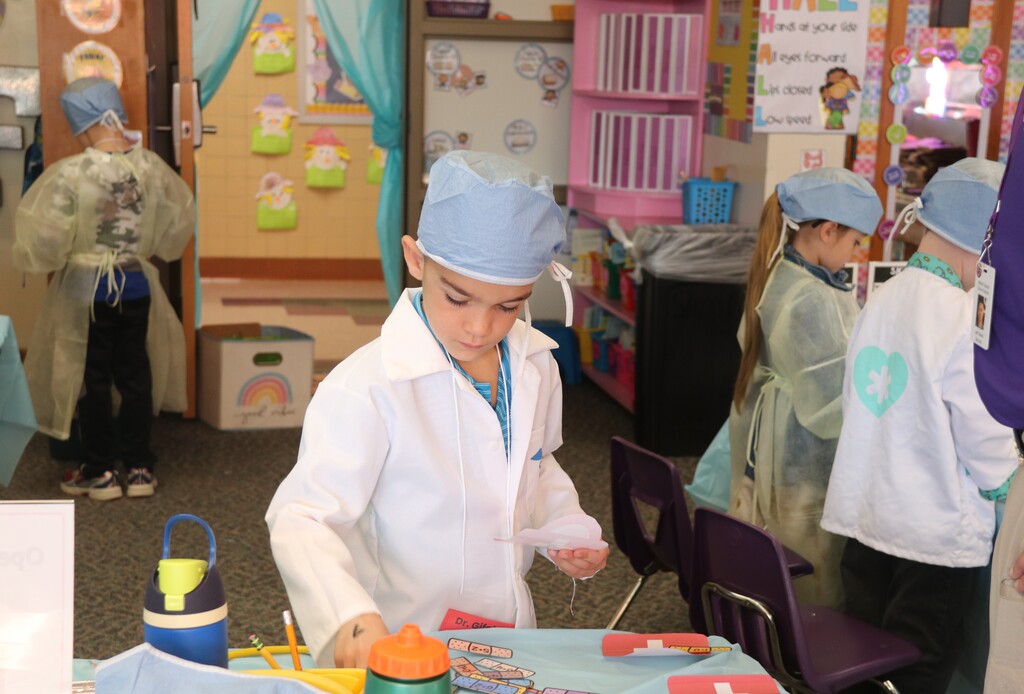 students learning