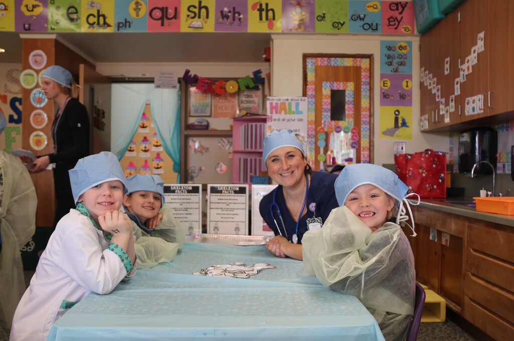 students learning