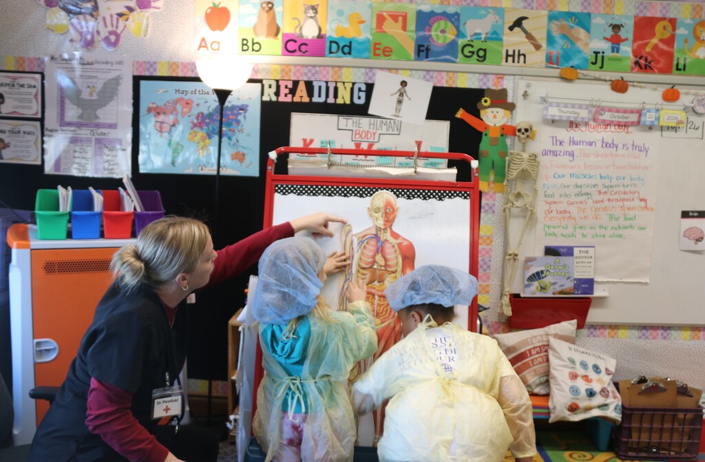 students learning