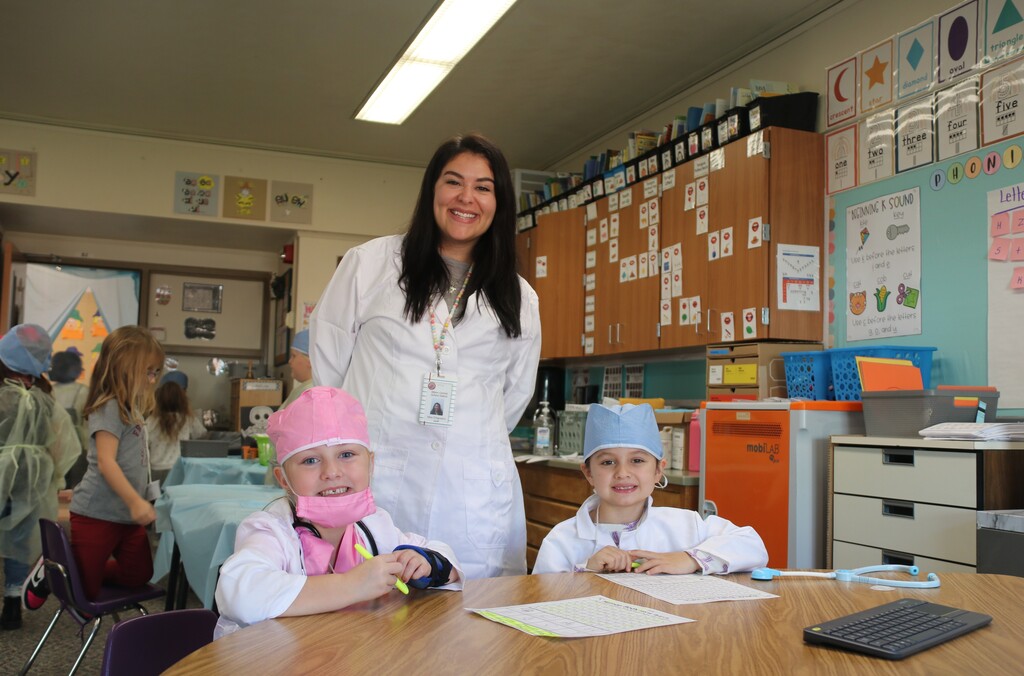 students learning