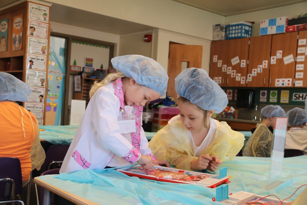 students learning