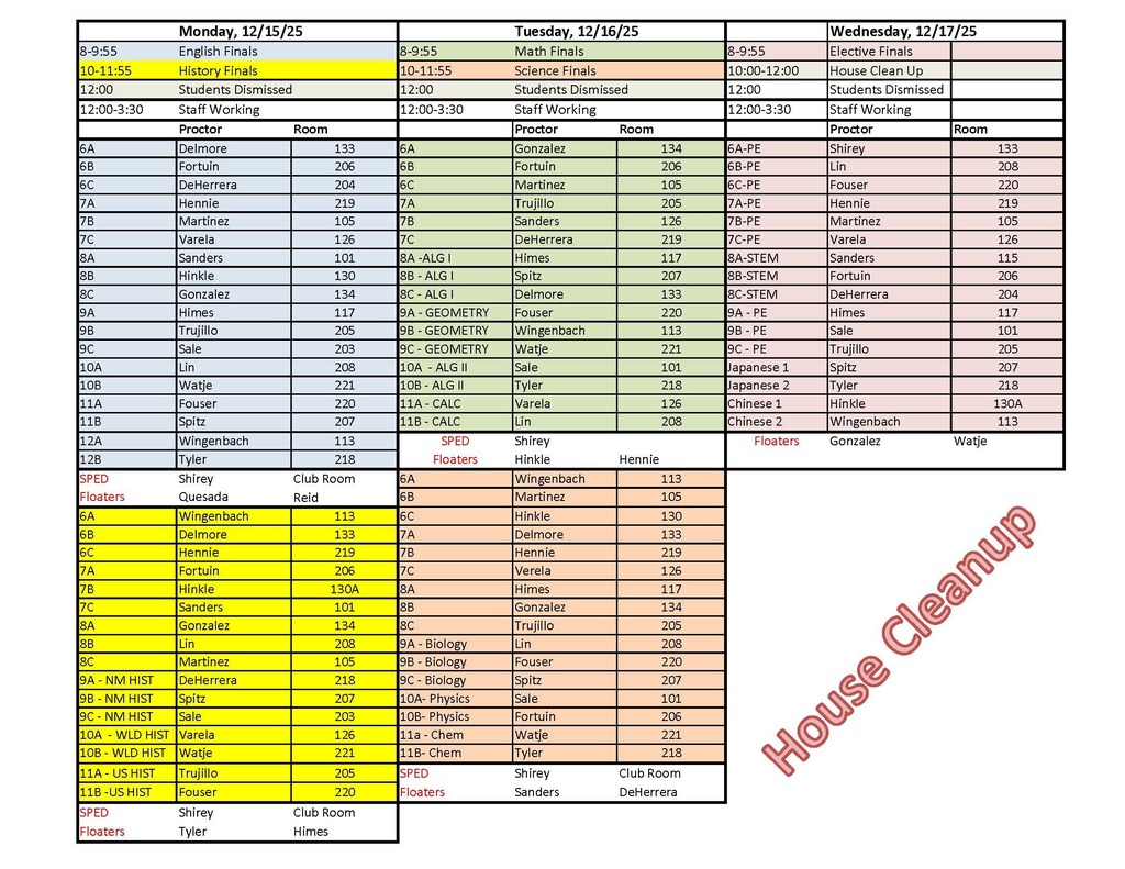 Winter 2025 Finals Schedule 