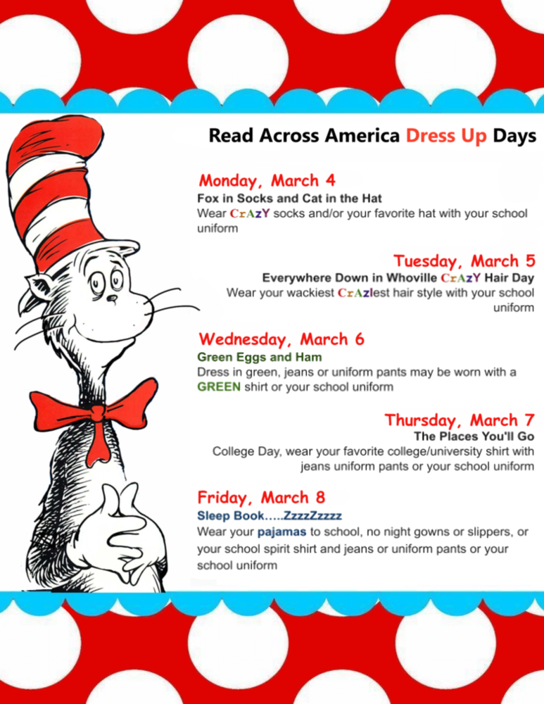 Read Across America Dress Up Days Schedule