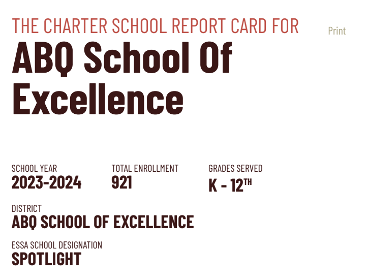 ASE Charter School Report Card Header