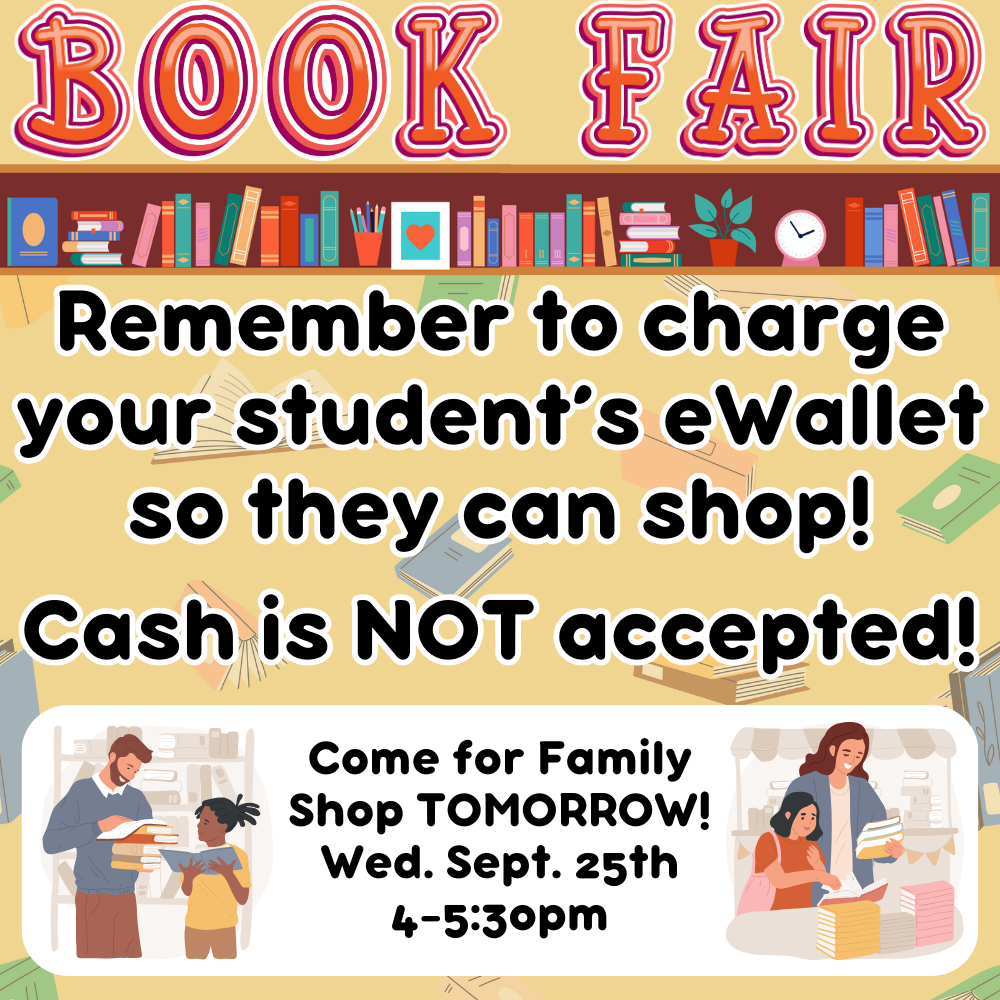 Charge up your student's ewallet for the book fair!